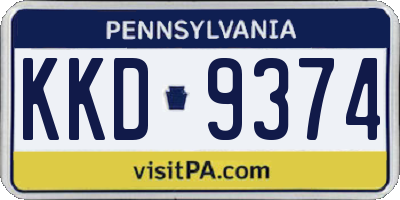 PA license plate KKD9374