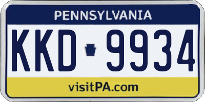 PA license plate KKD9934