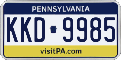 PA license plate KKD9985