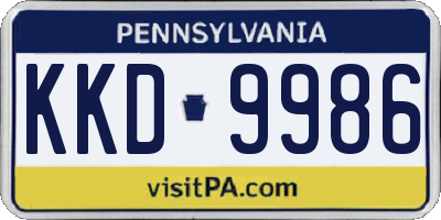 PA license plate KKD9986