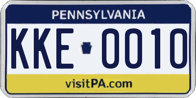 PA license plate KKE0010