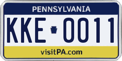 PA license plate KKE0011