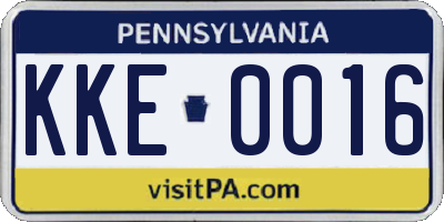 PA license plate KKE0016