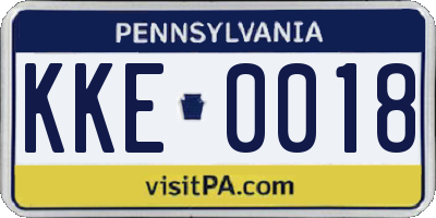 PA license plate KKE0018