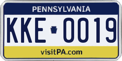 PA license plate KKE0019