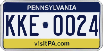 PA license plate KKE0024