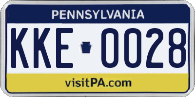 PA license plate KKE0028