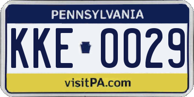 PA license plate KKE0029