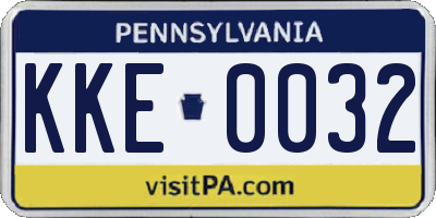 PA license plate KKE0032