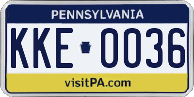 PA license plate KKE0036