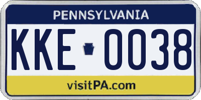 PA license plate KKE0038