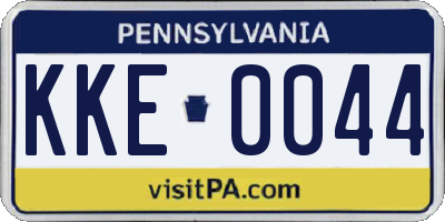 PA license plate KKE0044