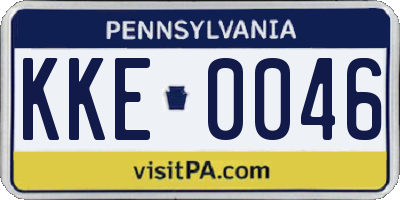PA license plate KKE0046