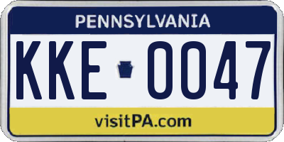 PA license plate KKE0047