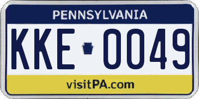 PA license plate KKE0049
