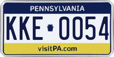 PA license plate KKE0054