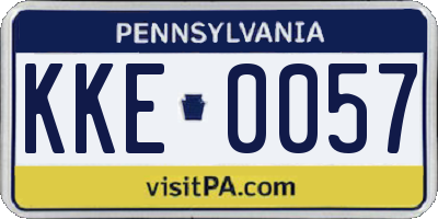 PA license plate KKE0057