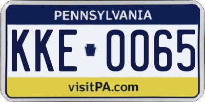 PA license plate KKE0065