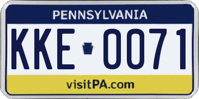 PA license plate KKE0071