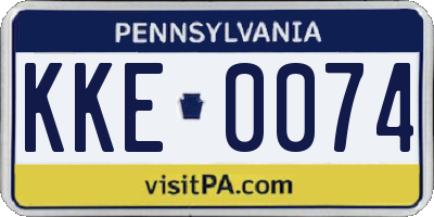 PA license plate KKE0074