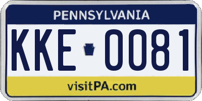 PA license plate KKE0081