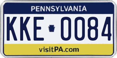 PA license plate KKE0084