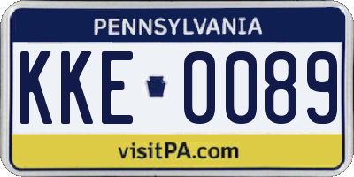 PA license plate KKE0089