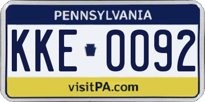 PA license plate KKE0092