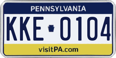 PA license plate KKE0104