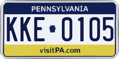 PA license plate KKE0105
