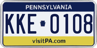 PA license plate KKE0108