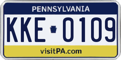 PA license plate KKE0109