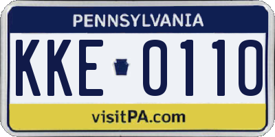PA license plate KKE0110