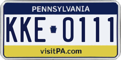 PA license plate KKE0111