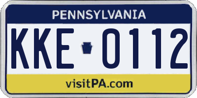 PA license plate KKE0112
