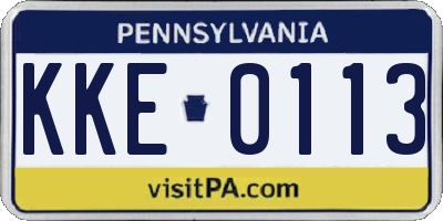 PA license plate KKE0113