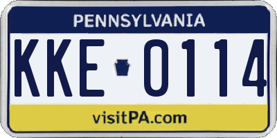 PA license plate KKE0114