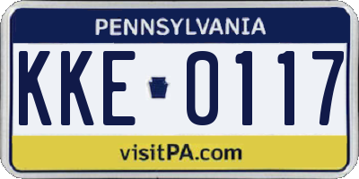 PA license plate KKE0117
