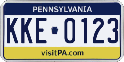PA license plate KKE0123