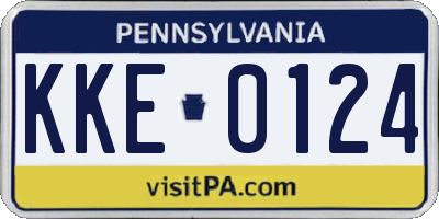 PA license plate KKE0124