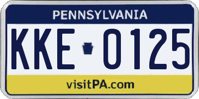 PA license plate KKE0125