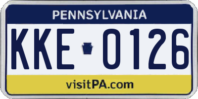 PA license plate KKE0126