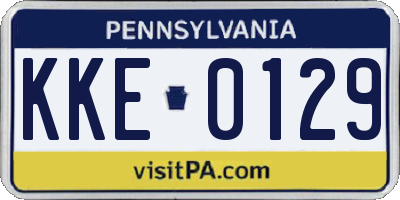 PA license plate KKE0129
