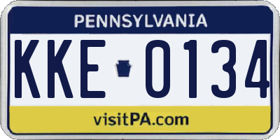 PA license plate KKE0134