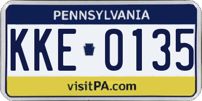 PA license plate KKE0135