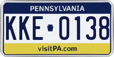 PA license plate KKE0138