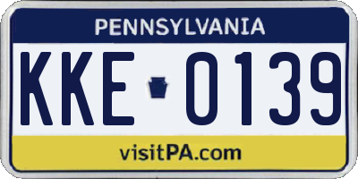 PA license plate KKE0139