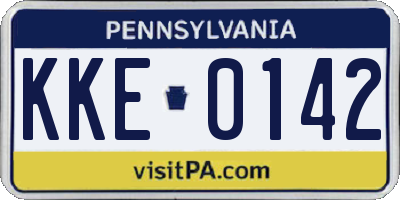 PA license plate KKE0142