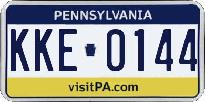 PA license plate KKE0144