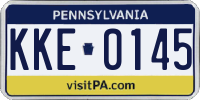 PA license plate KKE0145
